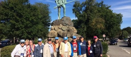 War Veterans in front of the Minuteman Statue Lexington MA